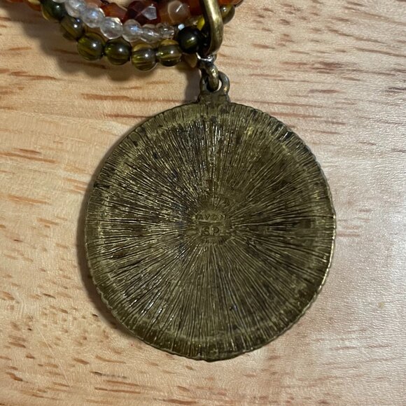 Vintage Avon SP Multistrand Bead Adjustable Necklace Enamel Rhinestone Pendant - Picture 6 of 6